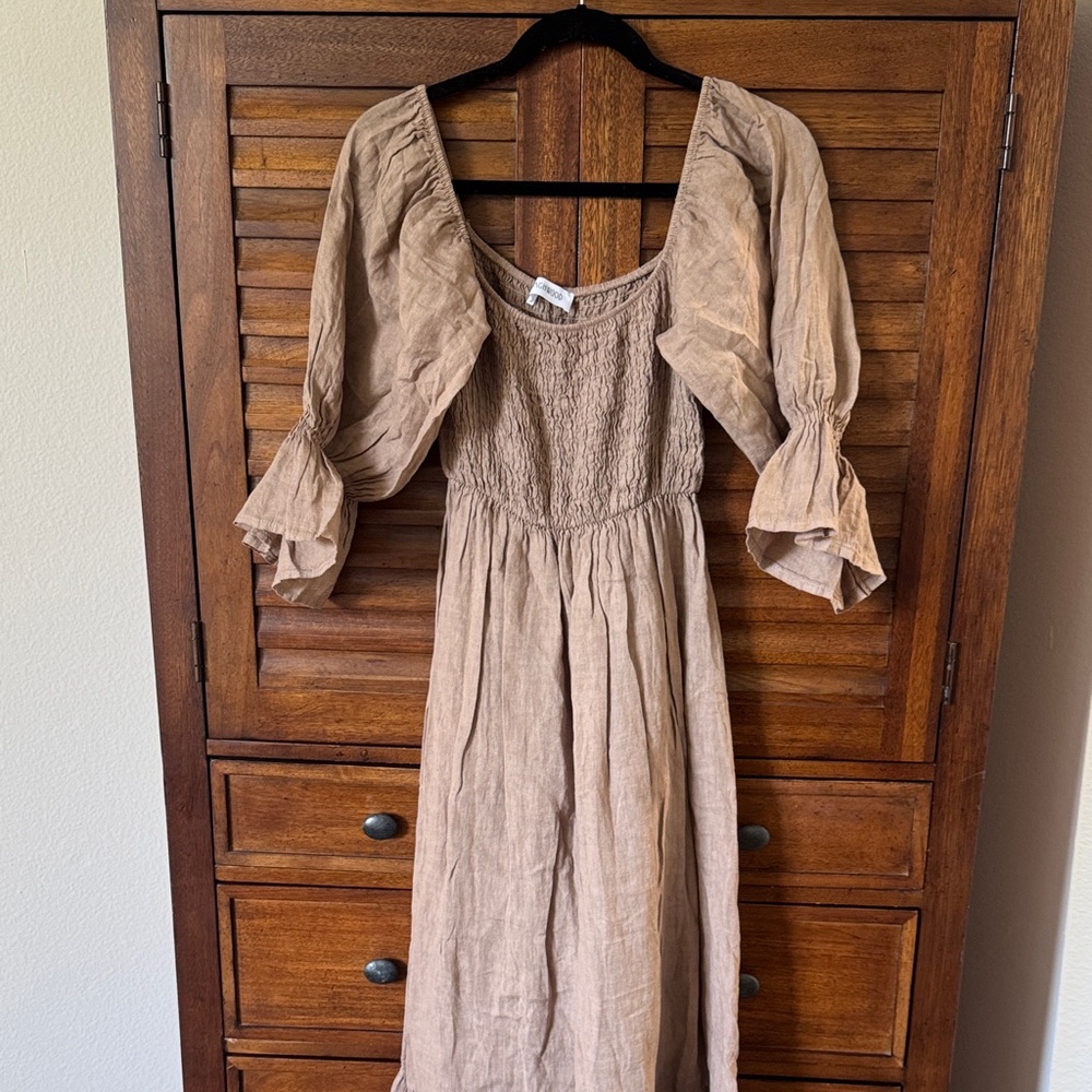 Chic Long Sleeve Brown Dress